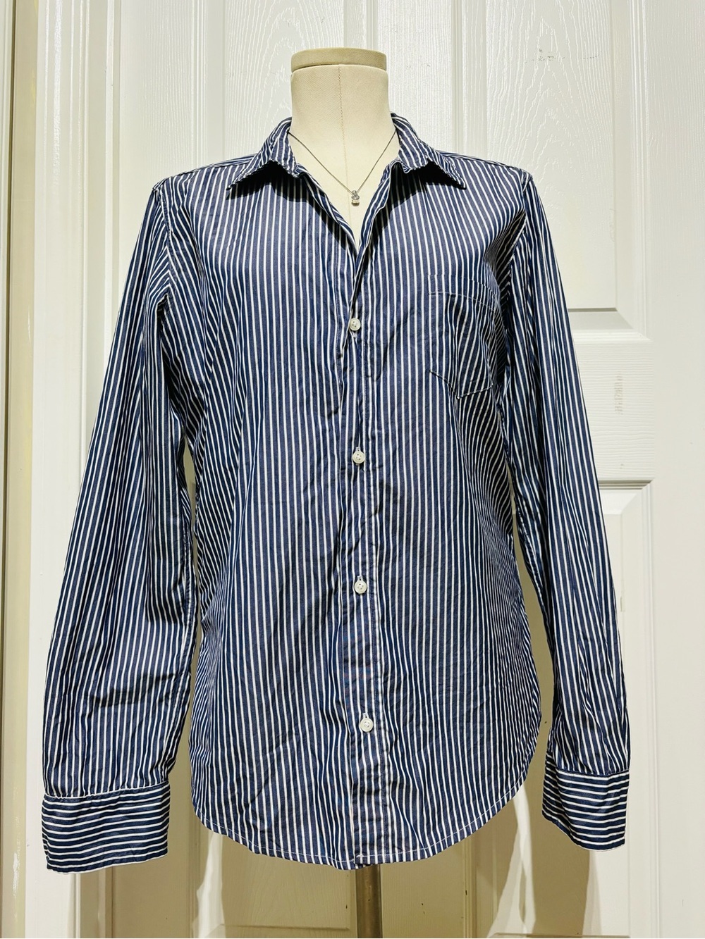 Frank & Eileen Navy and White Striped Button-Down Shirt